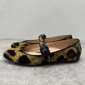 Loeffler Randall Square Toe Leopard Print Ginger Mary Jane Flats Womens Size 6B